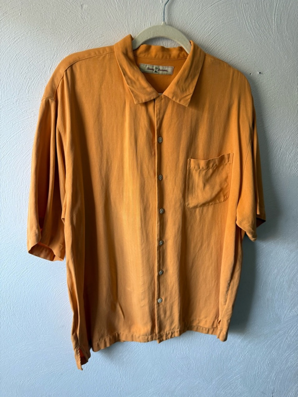 Tommy Bahama 100% Silk Embroidered Back Shirt L Tropical Resort Vacation Orange - Picture 2 of 6